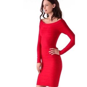 Herve Leger Vibrant Red Midi Dress